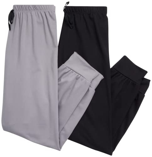 Girls Fleece Jogger Sweatpants - 2 Pack Black & Heather Grey, Sizes 5-18