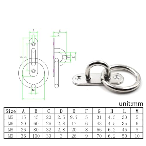 9mm Stainless Steel Eye Pad Plate with Ring - Yoga Swings & Hammocks