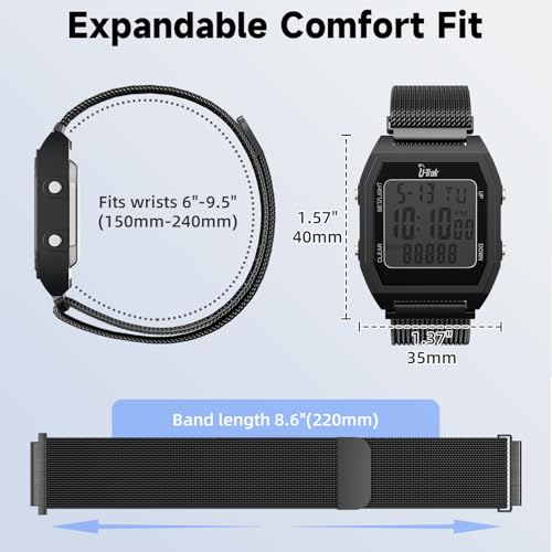 3D Pedometer Watch with Magnetic Strap - Waterproof Step Tracker