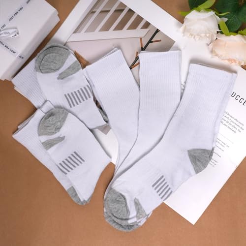 Men's Athletic Crew Socks - Cushioned, Breathable, Moisture Wicking - 12 Pairs, One Size, White