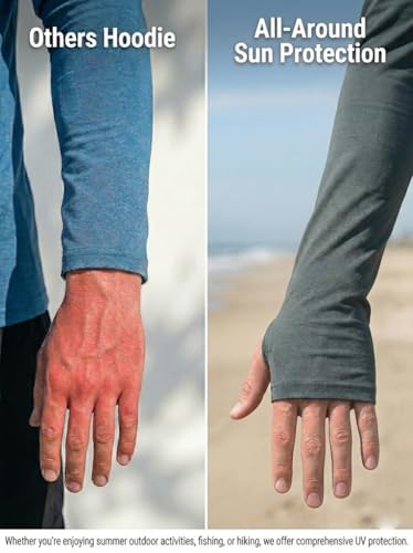 Large Men's UPF 50+ Long Sleeve Sun Shirt 3-Pack - UV Hoodie for Summer Fishing & Workout