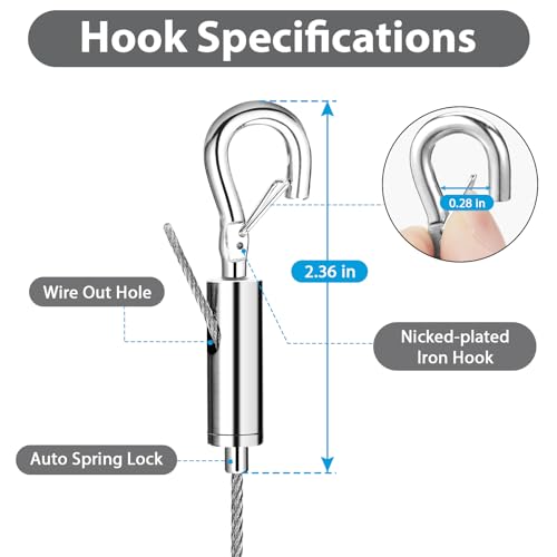 4PCS Adjustable Picture Frame ,Mirror Hanging Wire Kit,6.6FT Heavy Duty Stainless Steel Rope for Hanging Pictures,Mirrors,Light Lamp,Billboards,Basket,Flowerpot,Hold Up to 66lbs