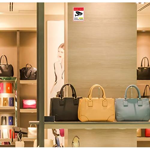 dealzEpic - 24 Hour Video Surveillance Warning Sign Sticker - Self Adhesive Peel and Stick Vinyl Decal - 3.94 x 3.15 inches | Pack of 4 Pcs