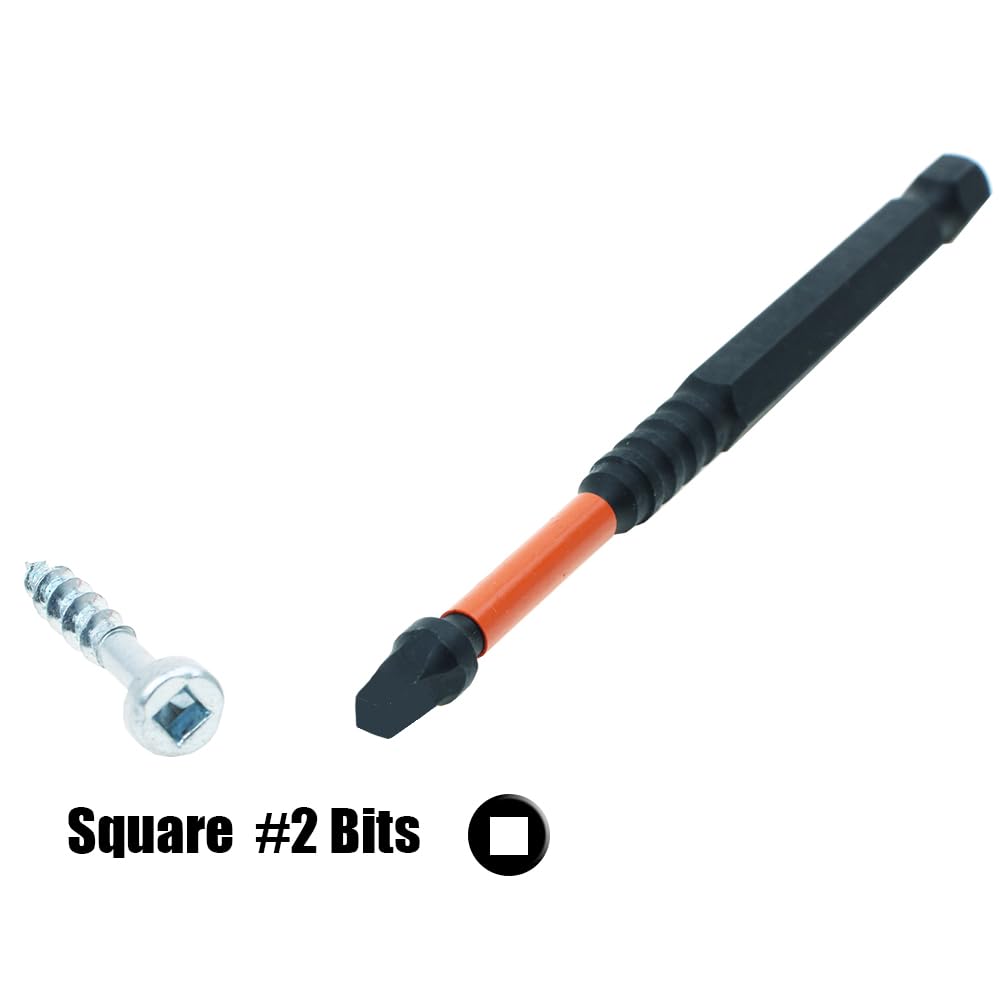 AUTOTOOLHOME 10 Pack #2 Square Driver Bit 4 inch Long Square Impact Drill Bit for Pocket Hole Jig System SQ2 Bits