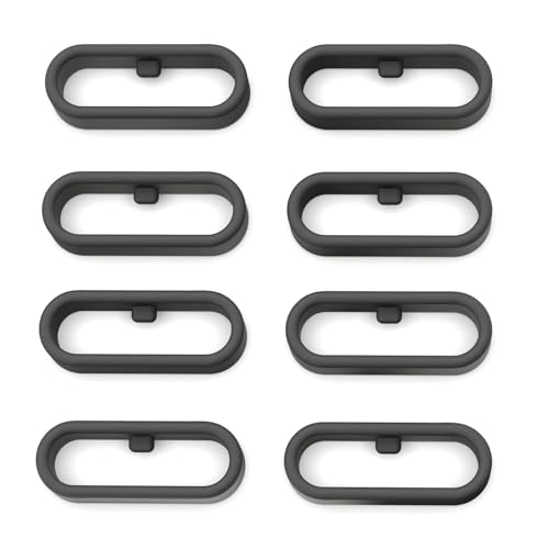 Silicone Security Loop Fasteners for Wristbands - 8 Pack, Black