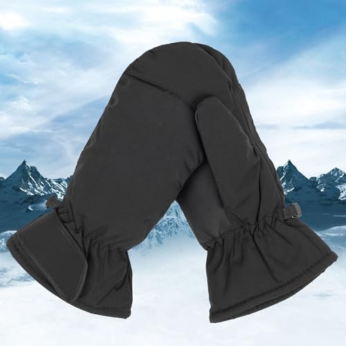 Water-Repellent Thermal Winter Ski Gloves for Men & Women - Black, 11x4.7in