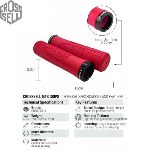 Lock-On Mountain Bike Grips - Red Non-Slip Handlebar Grips