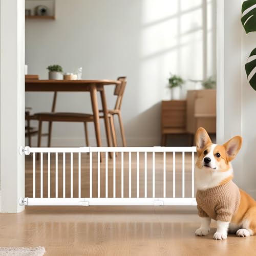 Metal Short Dog Gate, 13¡± Tall Puppy Small Pet Gate to Step Over, 17"- 44" Pressure Mount Indoor Outdoor Dog Gates with 4 Extension Kits, Small Puppy Gate for Doorways & Stairs