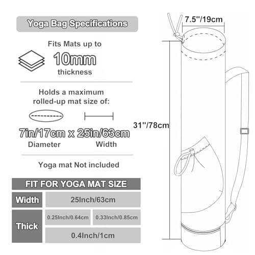 Yoga Mat Bag - Multi Pocket Drawstring Carrier - Nylon Pink