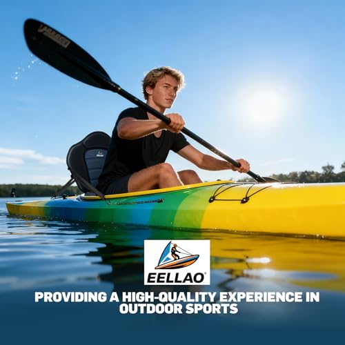 EELLAO Kayak Seat Deluxe Black & Blue with Detachable Storage Bag, Cushioned Back Support, Adjustable Straps