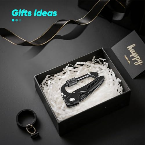 Multitool Carabiner Knife, Pocket Knife for Men with Bottle Opener, Window Breaker and Screwdriver, Tactical Survival EDC Gear for Hiking, Camping, Outdoor, Stocking Stuffers Gifts