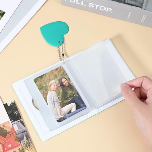 Mini Photocard Binder - Mint Green Heart Hollow Album with 32 Pockets