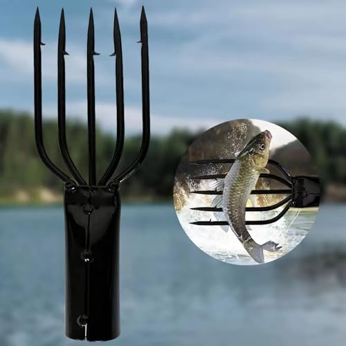 4-Prong Barbed Fishing Spear - Durable Frog Spear for Ponds