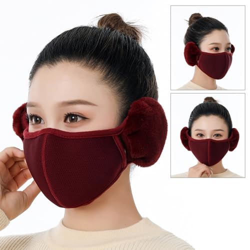 Winter Fleece Face Mask with Fluffy Ear Covers - Black