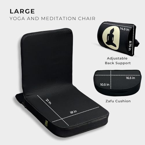 4-in-1 Folding Buddha Chair - Ergonomic Yoga Seat with Zafu & Carry Case - Black
