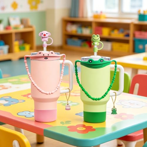 5-Piece Silicone Tumbler Accessory Set for 30oz & 40oz Cups - Pink-Pig
