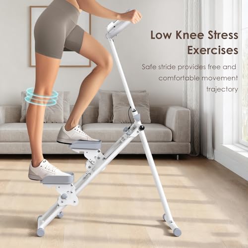 Folding Stair Stepper for Home Workout - 350LBS Capacity, White