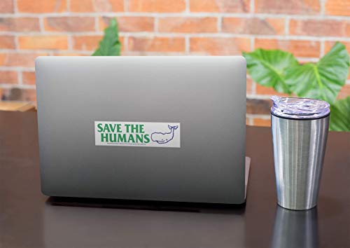 Save The Humans Whale Sticker - Environmental Climate Change Small Rectangular