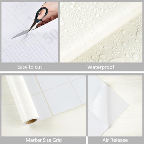 WESTICK White Wood Contact Paper for Countertops Waterproof White Wood Wallpaper Countertop Peel and Stick Vinyl Self Adhesive Removable Wooden Grain Wallpapers for Tables Desk Cabinets 15.8"x80"