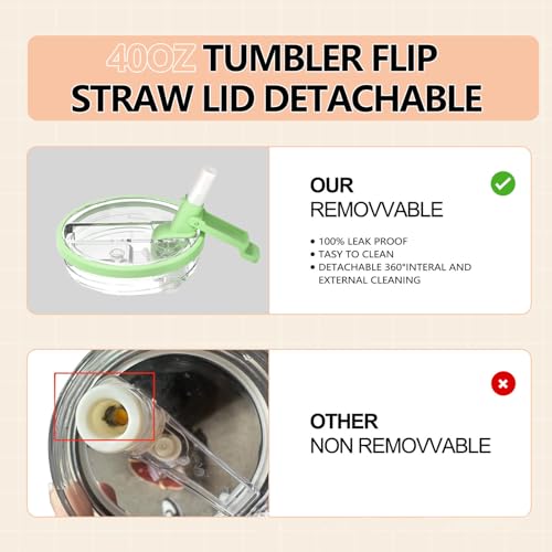 40 oz Flip Straw Pro Lid - 2 Pack Light Green Replacement for Stanley Quencher