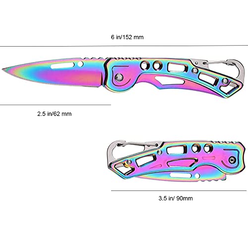 Multicolored Titanium Pocket Knife Set - 2 Pack with Key Ring