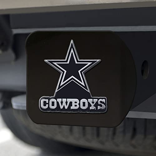 Dallas Cowboys Black Hitch Cover - 3.4"x4" Chrome Logo