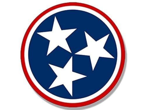 Round Red Tennessee 3 Stars Logo Sticker - 4x4 Inch