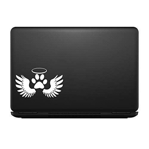 Dog Paw Angel Vinyl Decal Sticker for Cars & Laptops - 5.5" White