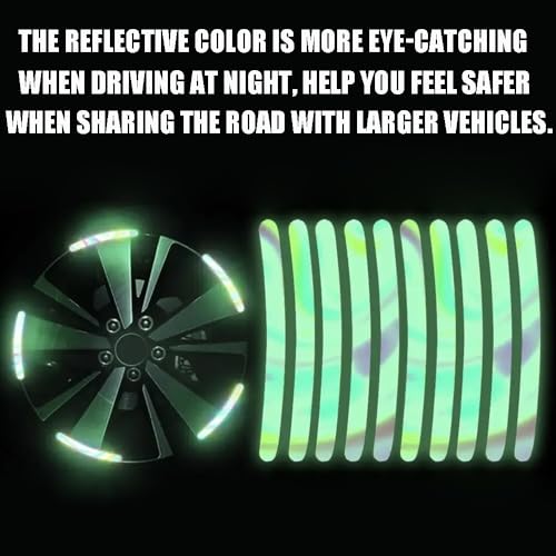 Reflective Wheel Rim Stripe Decals - 40 Pcs Laser for Safety