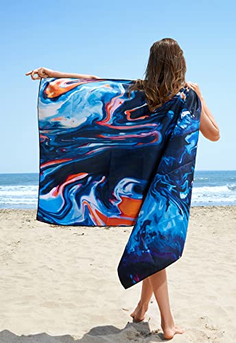 2 Pack Oversized Microfiber Beach Towels - Sunset Beach 70x35" and 63x32" Quick Dry Sand-Free Travel Towels