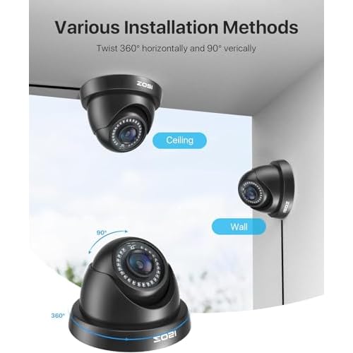 ZOSI 1080P HD Security Camera Indoor Outdoor,1920TVL 2.0MP 4-in-1 HD TVI/CVI/AHD/CVBS CCTV Camera,Weatherproof,80ft IR Night Vision,for 960H,720P,1080P,5MP,4K Analog Home Surveillance DVR System