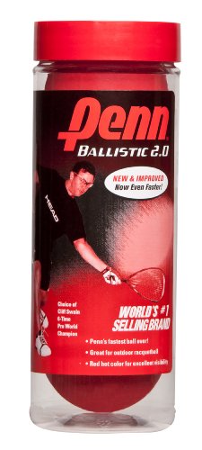 Fast-Paced Penn Ballistic 2.0 Red Racquetballs - 3 Count Can