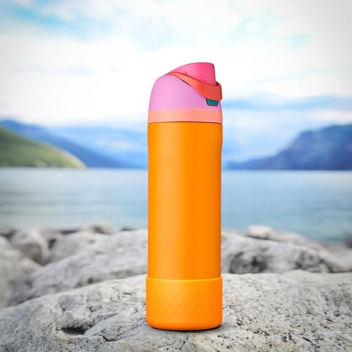 Silicone Boot for Owala 24 oz Water Bottle - Orange Anti-Slip Sleeve