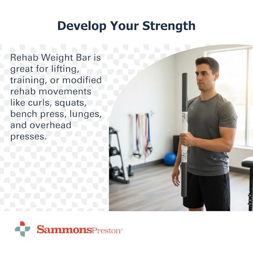Sammons Preston 1 lb White Rehab Weight Bar – Non-Bendable PVC Tube, Textured Grip