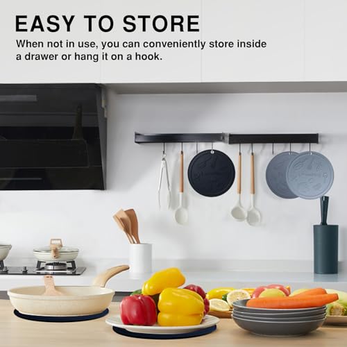 Silicone Trivet Mats - Heat Resistant Pot Holders, Non-Slip - Black Gray