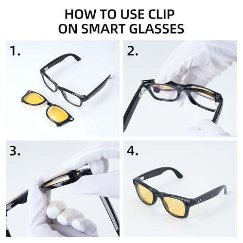 RCstyle Polarized Clip Compatible with Ray-Ban Meta Wayfarer (RW4006/4012 Size M Standard 50-22) (GEN1 &GEN2) Smart Glasses Color Changing Clip Set (Night Vision Yellow, Black)