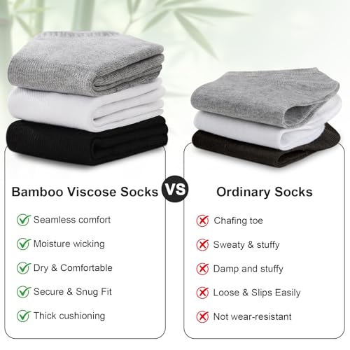 Men's Bamboo Viscose Athletic Ankle Socks - Black, Large