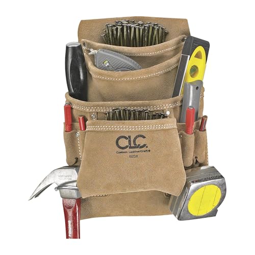 Custom Leathercraft CLC I923X Suede Carpenter's Nail and Tool Bag, 10 Pocket