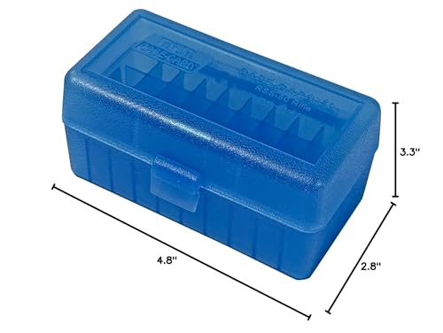 50 Round Rifle Ammo Box - Clear Blue, USA Made Storage Case