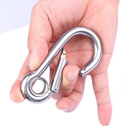 3/8'' Stainless Steel Snap Hook Link M10 Carabiner Clip with Eyelet, 650lb Load, 4 Inch Variation