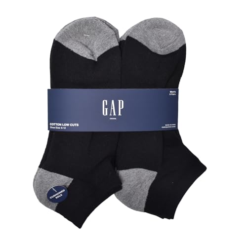 GAP Men's Original Black Split Welt Low Cut Socks 6-Pack, One Size