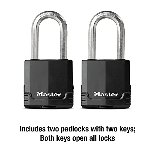 Master Lock M515XTLH Magnum Heavy Duty Padlock with Key, 2 Pack Keyed-Alike