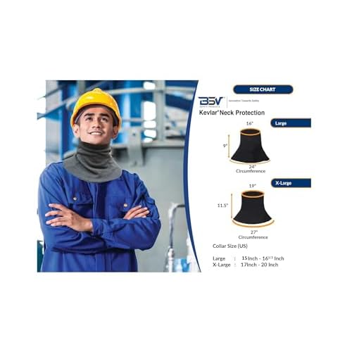 BSV Welding Neck Protector Gaiter - Cut, Heat & Flame Resistant, Scratch-Proof Neck Guard for Men & Women - Durable Protection, Large, Black