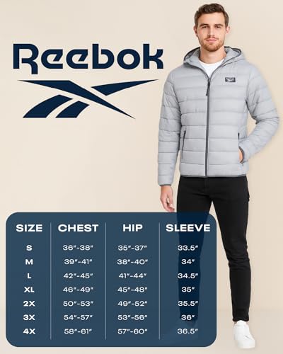 Reebok Men's Winter Puffer Jacket Small Black Insulated Hooded Coat