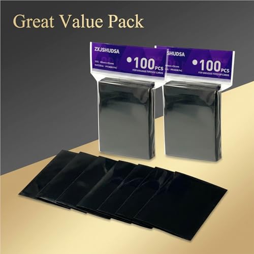 200pcs Black Matte Card Sleeves for Trading Cards - 66 x 91 mm