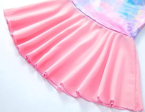 Girls Tie Dye Ballet Leotard Dress with Skirt - 6-7 Years