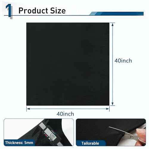 40x40 Inch Fireproof Welding Blanket Pad, Carbon Felt Wick & Flame Retardant Fabric, 5mm Thick Fireproof Heat Resistant Mat, Up to 3000°F for Soldering, Firepit, Grill, Smoker & Plumbing
