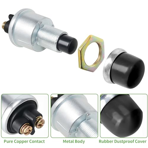 10L0L Black Universal Golf Cart Horn Switch Button 12V/15A Floor Mount with Dust Cover
