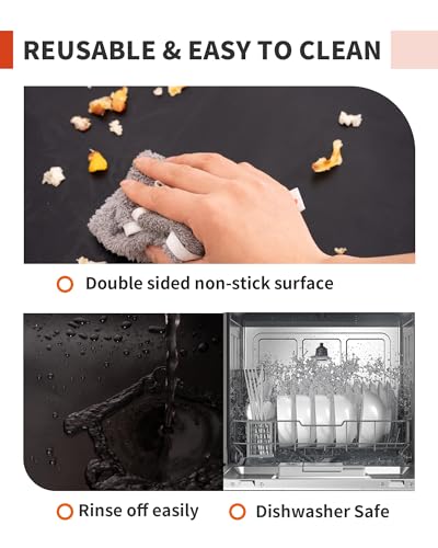 3 Pack Oven Liners for Bottom of Oven, 17x25" Large Heavy Duty Non-Stick Reusable Oven Mat for Electric, Gas, Toaster & Convection Ovens - BPA & PFOA Free, Dishwasher Safe, Kitchen Essentials, Black