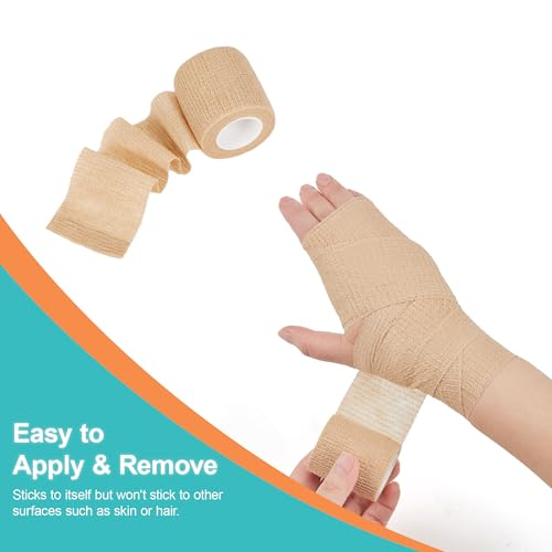 Self Adhesive Bandage Wraps - 6 Pack, 2" x 5 Yards, Beige